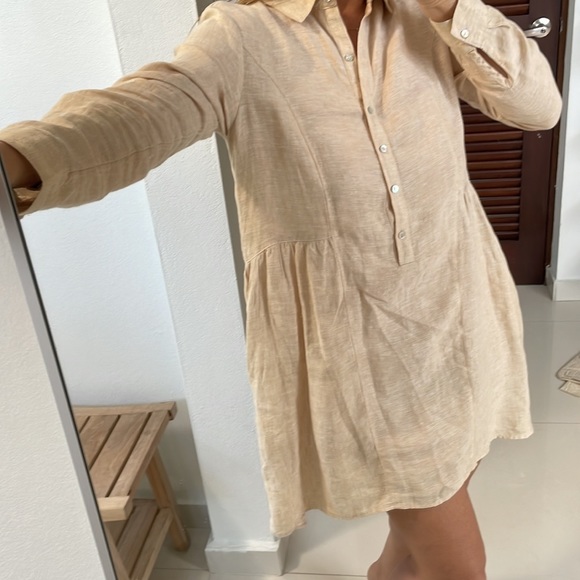 Halston oatmeal linen shirt dress - Picture 14 of 14